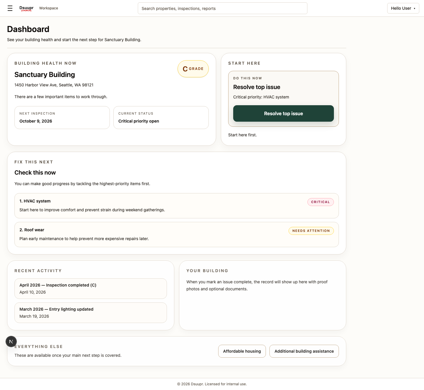 DsuuprCHURCH dashboard preview